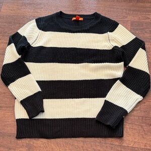 Joe Fresh Striped Black and Cream Crewneck Sweater